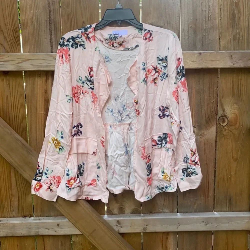 Pink floral open blazer sz. XS
